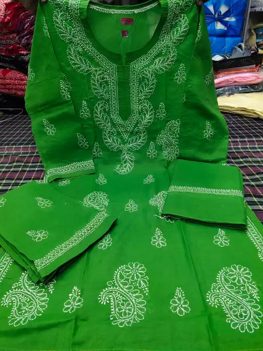 Lucknowi chikan work plazzo suit with full dupatta  uploaded by Wahid & sons chikan arts on 1/30/2023