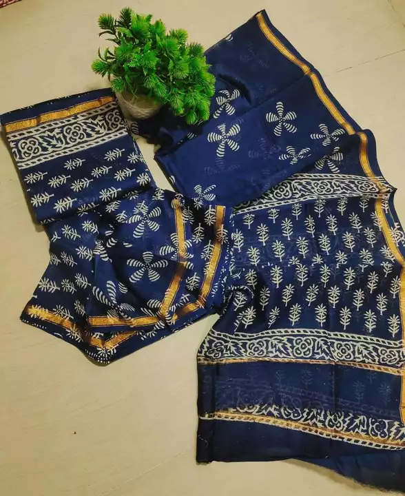Handblock fancy dabu print chanderi dress material uploaded by Virasat handloom chanderi on 5/30/2024