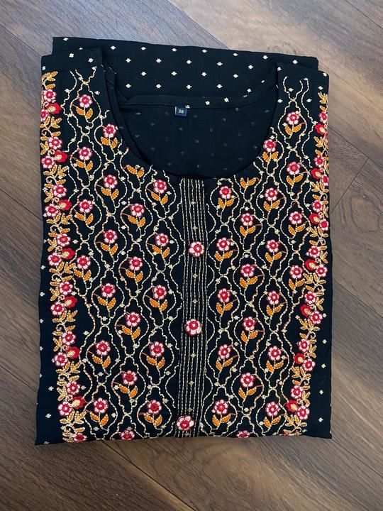 Premium Rayon Slub straight Cut Kurti With Heavy Embroidery and Mirror Work...
 uploaded by Amit textiles  on 2/17/2021