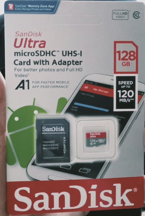 Sandisk 128 GB micro SD card with camera adavter with 1 year warranty  uploaded by P3 STORS on 5/31/2024