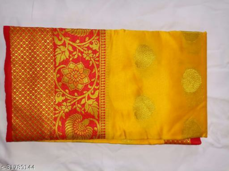 Banarasi Silk Gold Coloured jacquard Saree With Blouse uploaded by NODDY FASHION CLUB  on 1/31/2023