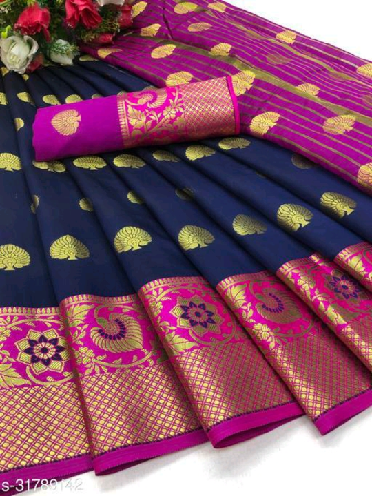 Banarasi Silk Gold Coloured jacquard Saree With Blouse uploaded by NODDY FASHION CLUB  on 5/23/2024