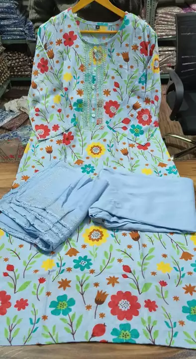 🥰Beautiful Rayon 140  Fabric Straight kurti Pant With Dupatta*🥰 

*⭐ Size- M/38,40/L,42/XL,44/XXL* uploaded by VIPIN FASHION SURAT on 1/31/2023