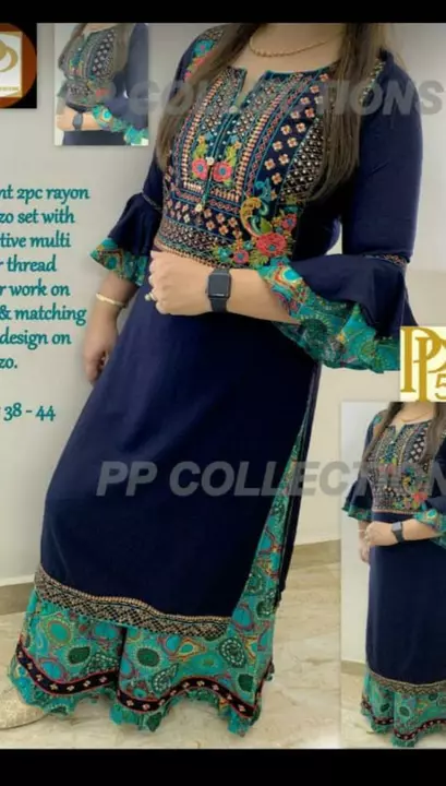 👗👗 *PP Blue&Green* 👗👗

👉Fabric - *Rayon*
 👉Squence work on Kurti with palazo

👉 *Size - M TO  uploaded by VIPIN FASHION SURAT on 1/31/2023
