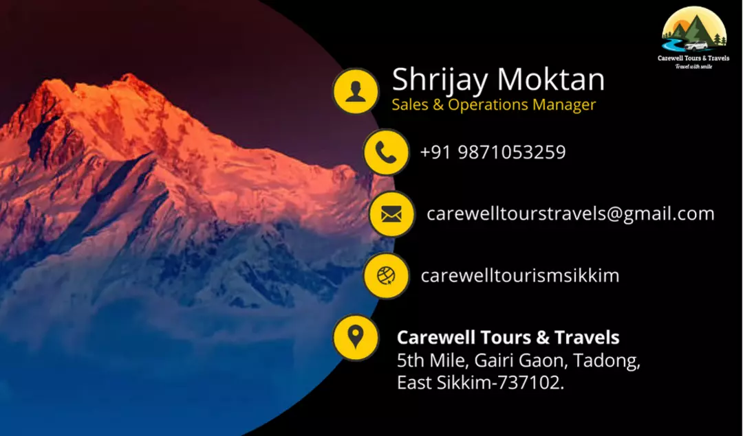Visiting card store images of Carewell Tours & Travels