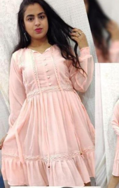 Women Georgette Lace Dress Peach uploaded by Mam and You on 5/28/2024