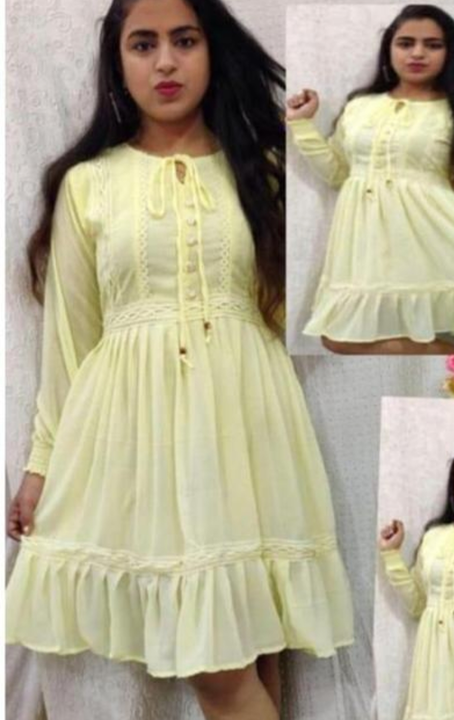 Women Georgette Lace Dress Lemon  uploaded by Mam and You on 6/2/2024