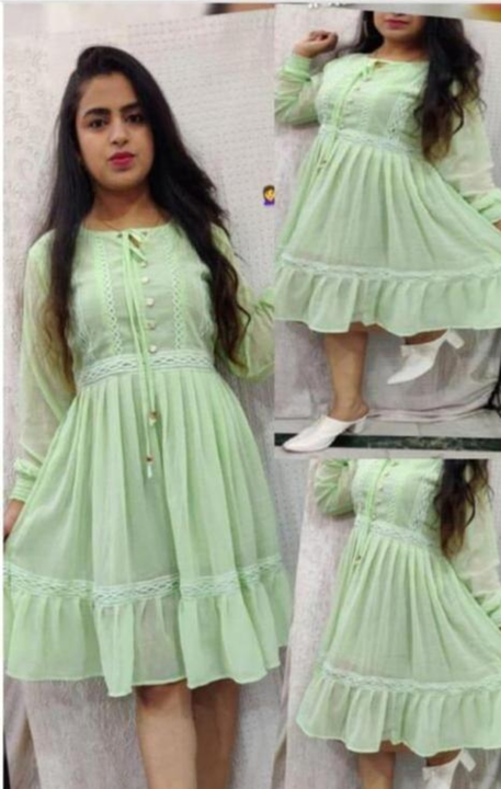 Women Georgette Lace Dress Grn uploaded by Mam and You on 5/28/2024