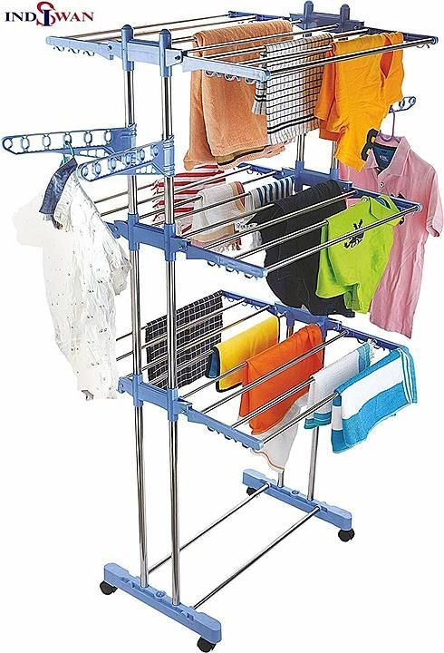 Indiswan Stainless steel double pole 3 layer cloth drying stand uploaded by business on 5/12/2020