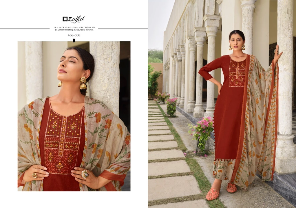 # MAHONIA VOL 3 BY ZULFAT
# PURE HEAVY JAM COTTON
# EXCLUSIVE EMBROIDERY

     *”Zulfat Designer Sui uploaded by Silver textile 29 on 2/1/2023