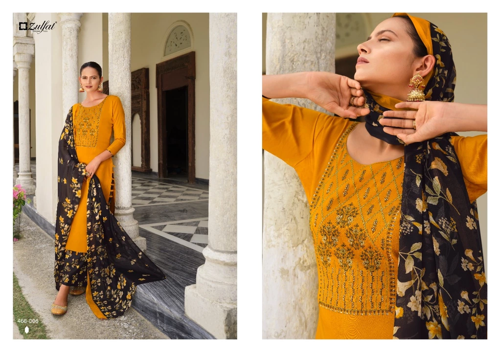 # MAHONIA VOL 3 BY ZULFAT
# PURE HEAVY JAM COTTON
# EXCLUSIVE EMBROIDERY

     *”Zulfat Designer Sui uploaded by Silver textile 29 on 2/1/2023