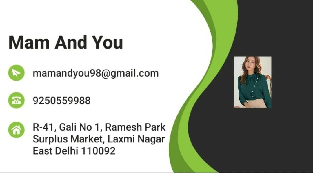 Visiting card store images of Mam and You