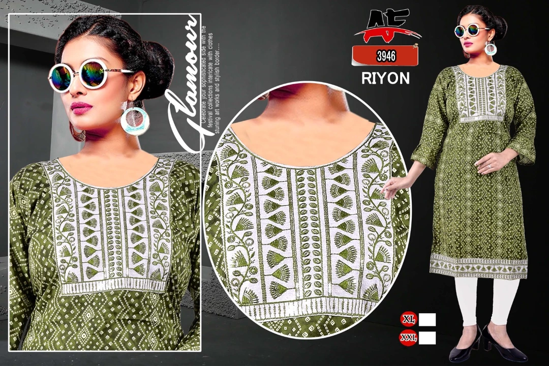 Printed embroidery kurti uploaded by Evergreen on 5/29/2024