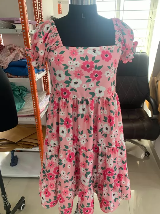 Product image with price: Rs. 300, ID: printed-pink-square-neck-dress-aac154b1