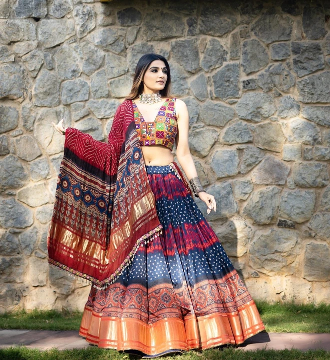 Digital Print Gorgeous Semi-stitched Lehenga Choli with Real Mirror  uploaded by Lotus Impex on 2/1/2023