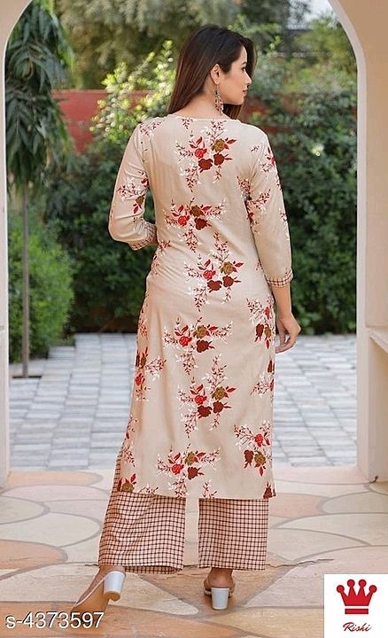 Post image Catalog Name:*Abhisarika Alluring Women Kurta Sets*
Kurta Fabric: Rayon
Bottomwear Fabric: Rayon
Fabric: Rayon
Sleeve Length: Three-Quarter Sleeves
Set Type: Kurta With Bottomwear
Bottom Type: Palazzos
Pattern: Embroidered
Multipack: Single
Sizes: 
M,L,XL,XXL
Easy Returns Available In Case Of Any Issue
*Proof of Safe Delivery! Click to know on Safety Standards of Delivery Partners- https://bit.ly/30lPKZF