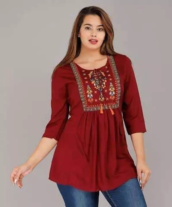 Trendy Rayon Embroidered Short Kurti uploaded by SIRI SHOPPING MALL on 2/1/2023
