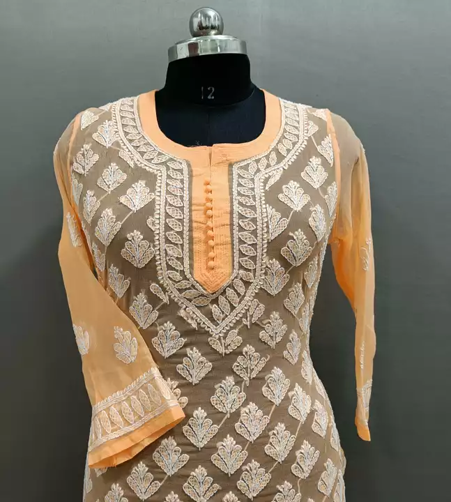 Handwork Georgette kurti with inner uploaded by Nashrah Fashions on 2/1/2023