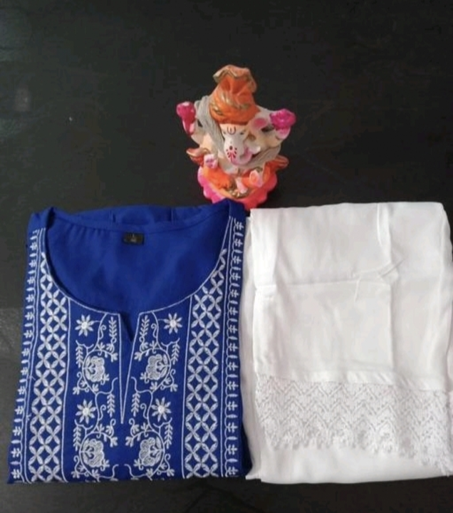 Stylish women royal blue embroided  royan kurta set uploaded by Chinkychinky on 2/1/2023
