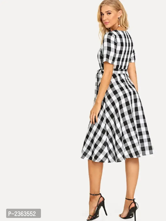Women Cotton Black White Check Fit and Flare Dress uploaded by NODDY FASHION CLUB  on 2/1/2023