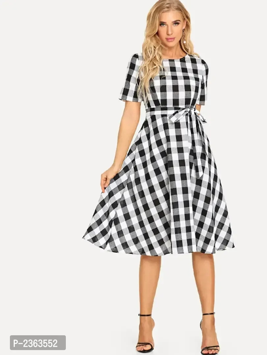 Women Cotton Black White Check Fit and Flare Dress uploaded by NODDY FASHION CLUB  on 2/1/2023