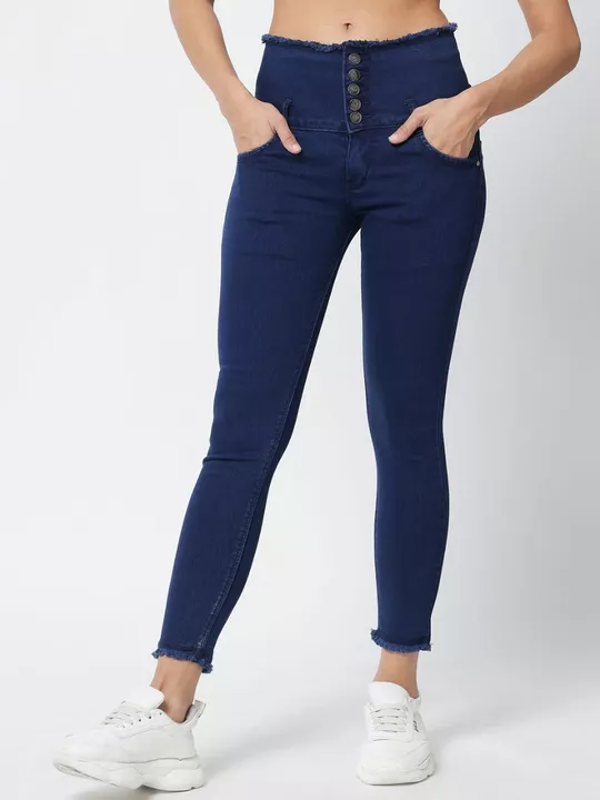 M Moddy 5 Button Stretchable Slim fit Fray Hem Women HW(Blue) Jeans [528] uploaded by Bhagwati Sales Corporation on 2/2/2023