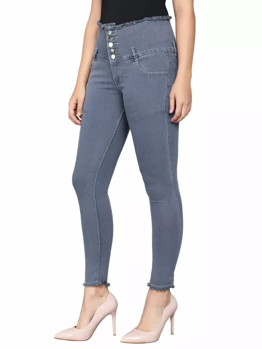 M Moddy 5 Button Stretchable Slim fit Fray Hem Women Grey Jeans [528] uploaded by Bhagwati Sales Corporation on 2/2/2023