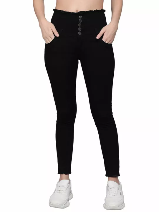 M Moddy 5 Button Stretchable Slim fit Fray Hem Women Black Jeans [528] uploaded by Bhagwati Sales Corporation on 2/2/2023