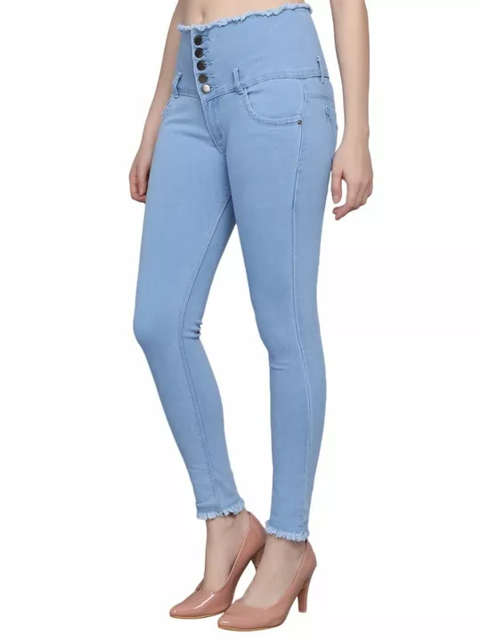 M Moddy 5 Button Stretchable Slim fit Fray Hem Women Ice(Lt Blue)Jeans [528] uploaded by business on 2/2/2023