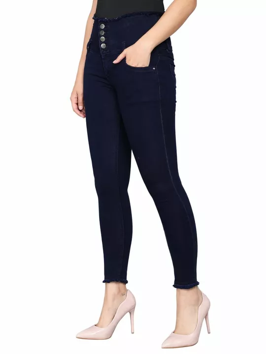 M Moddy 5 Button Stretchable Slim fit Fray Hem Women C_Blue(Dark Blue) Jeans [528] uploaded by Bhagwati Sales Corporation on 2/2/2023