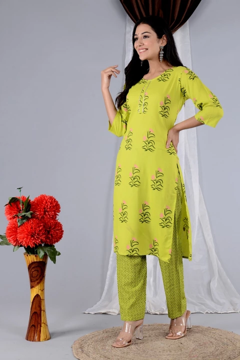 Women's Rayon Straight kurti pant sets  uploaded by Shree Shyam Fashion on 2/2/2023