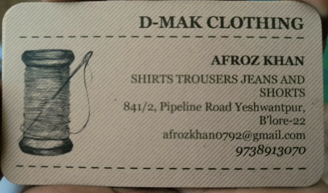 Visiting card store images of D-MAK clothing