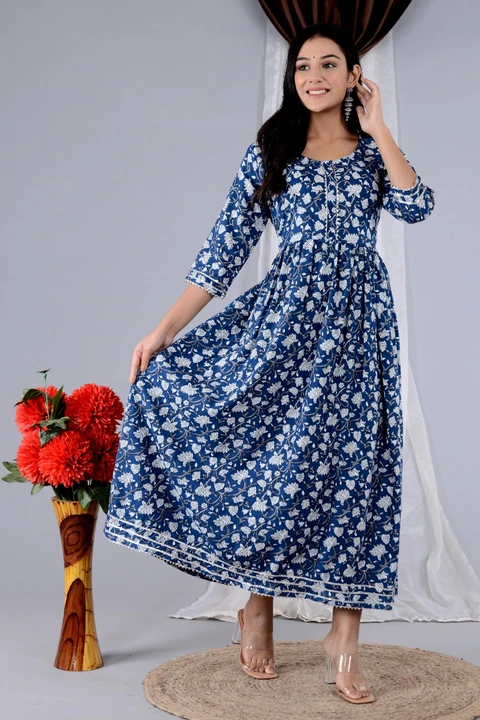 Rayon long flair Anarkali kurta  uploaded by Vastra collection on 2/2/2023