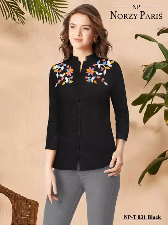 Girls beautiful shirt with work uploaded by Cotton india on 2/2/2023