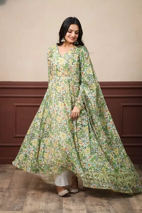 Georgette goGeorgette gown with dupatta for women  uploaded by Fashionvalley dresses on 2/2/2023