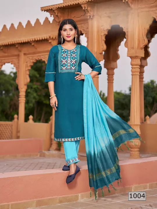 Embroidered kurti Pant with dupatta for women  uploaded by Fashionvalley dresses on 2/2/2023