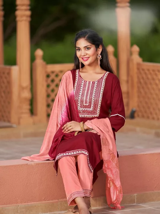 Embroidered kurti Pant with dupatta for women  uploaded by Fashionvalley dresses on 5/29/2024