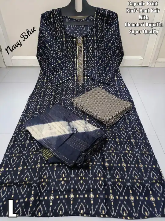 Kurti with pant and dupatta set  uploaded by business on 2/2/2023