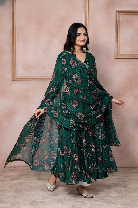 Georgette goGeorgette gown with dupatta for women  uploaded by Fashionvalley dresses on 2/2/2023