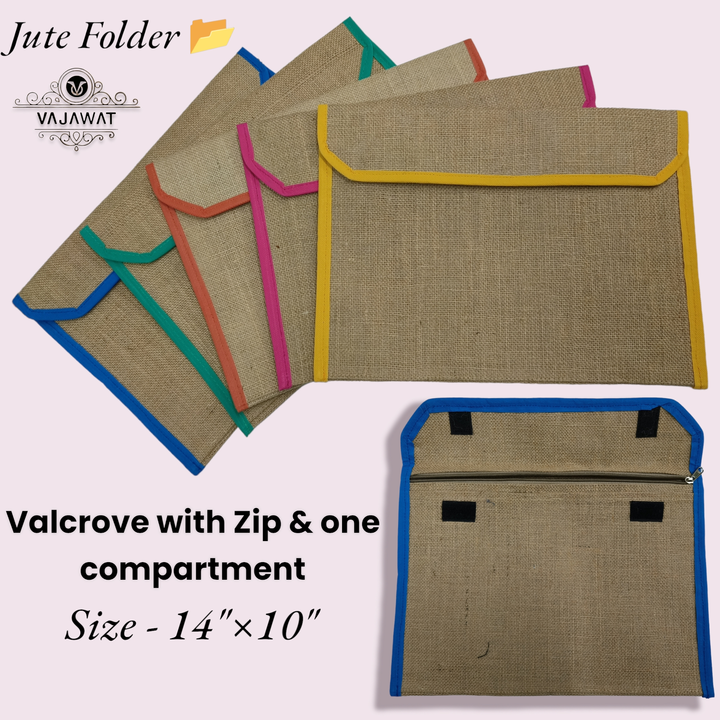 Jute Folder 📂 Valcrove With ZIP & one Compartment  uploaded by Sha kantilal jayantilal on 2/2/2023