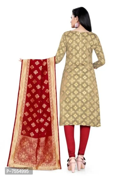 Designer Banarasi Silk Dress Material with Dupatta

 Color:  Beige

 Fabric:  Banarasi Silk

 Type:  uploaded by business on 2/2/2023