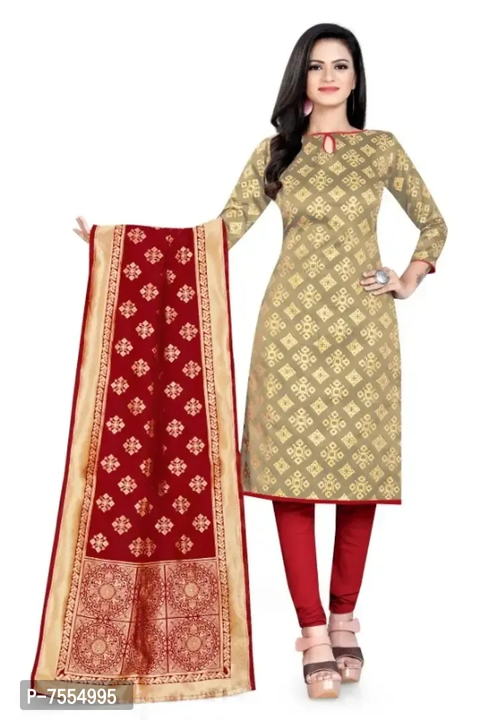 Designer Banarasi Silk Dress Material with Dupatta

 Color:  Beige

 Fabric:  Banarasi Silk

 Type:  uploaded by Abhi ji on 2/2/2023