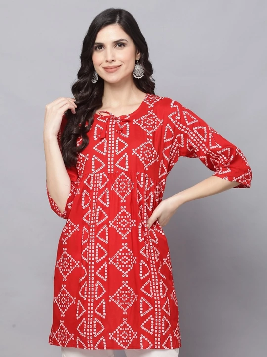 Women's Rayon Bandhani Tunic Kurti  uploaded by Shree Shyam Fashion on 5/31/2024