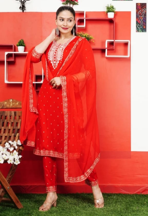 New collection Presenting Beautifull Exclusive Stitched Reyon Suit Set (3pcs uploaded by Gudda collection  on 6/2/2024
