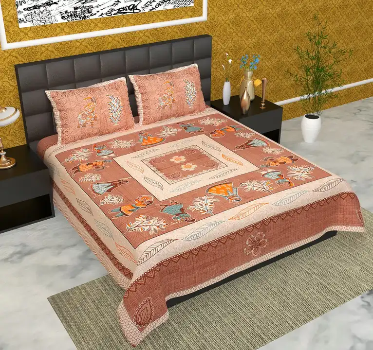 Printed King Size BedSheets*  Exclusive Jaipuri Bagru Hand Block Printed Double Bedsheet With Zi uploaded by Gudda collection  on 5/29/2024