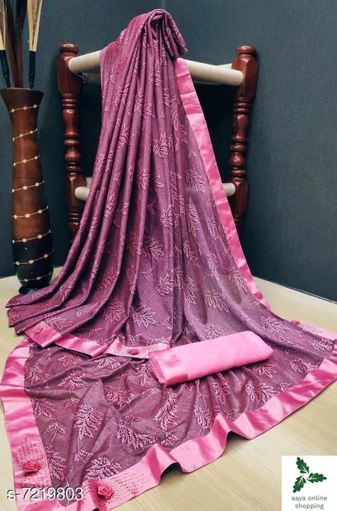 Jivika Alluring Sarees

Saree Fabric: Malai Silk
Blouse:  uploaded by business on 2/18/2021