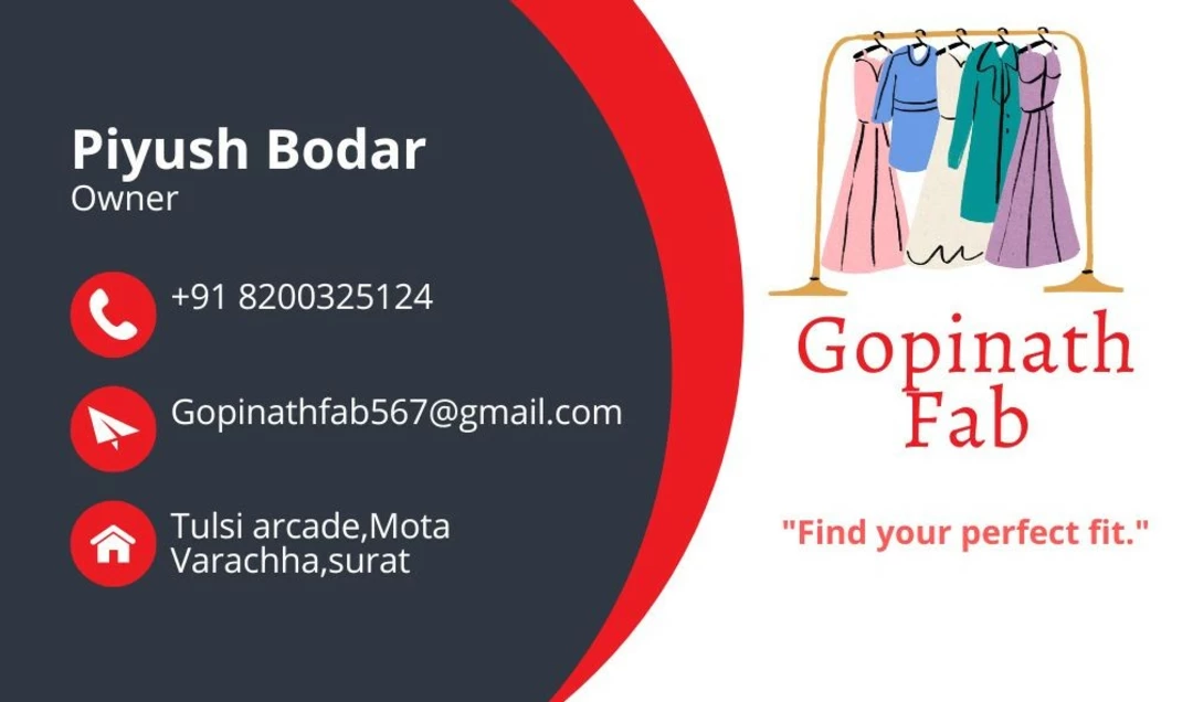 Visiting card store images of Gopinath fab