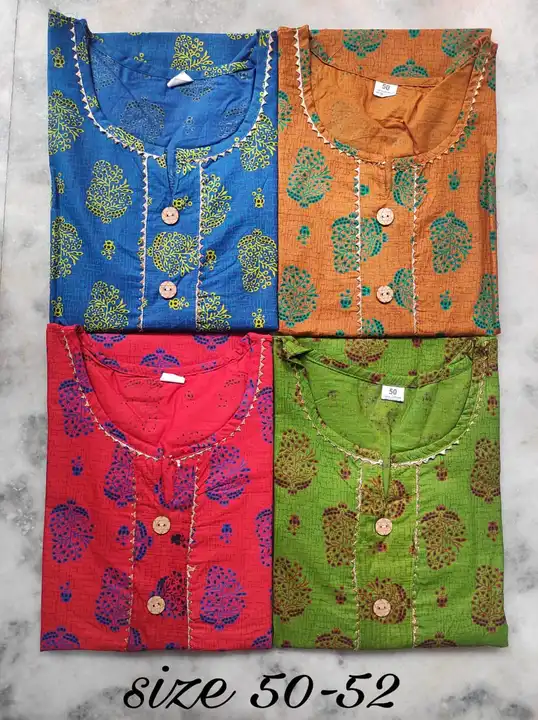 Cotton printed kurti  uploaded by Radhe Fabrics on 2/4/2023