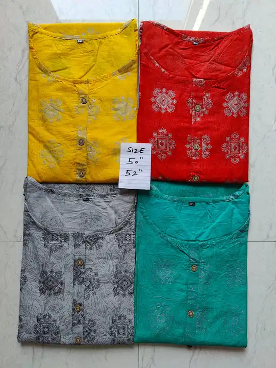 Cotton printed kurti  uploaded by Radhe Fabrics on 2/4/2023