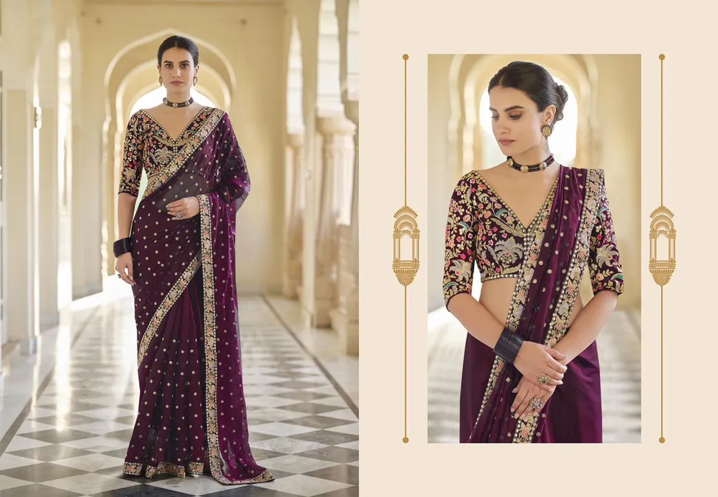 SBT Georgette embroidery sequence designer saree uploaded by business on 2/4/2023